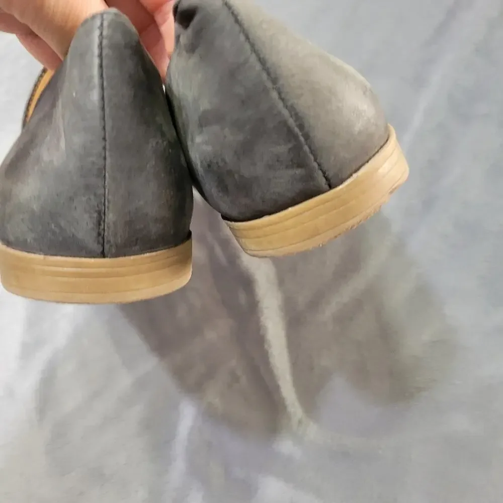 Frank Sarto Gray Suede Shoes Womens 9 Slip On‎ Leather Loafers Comfort Flats